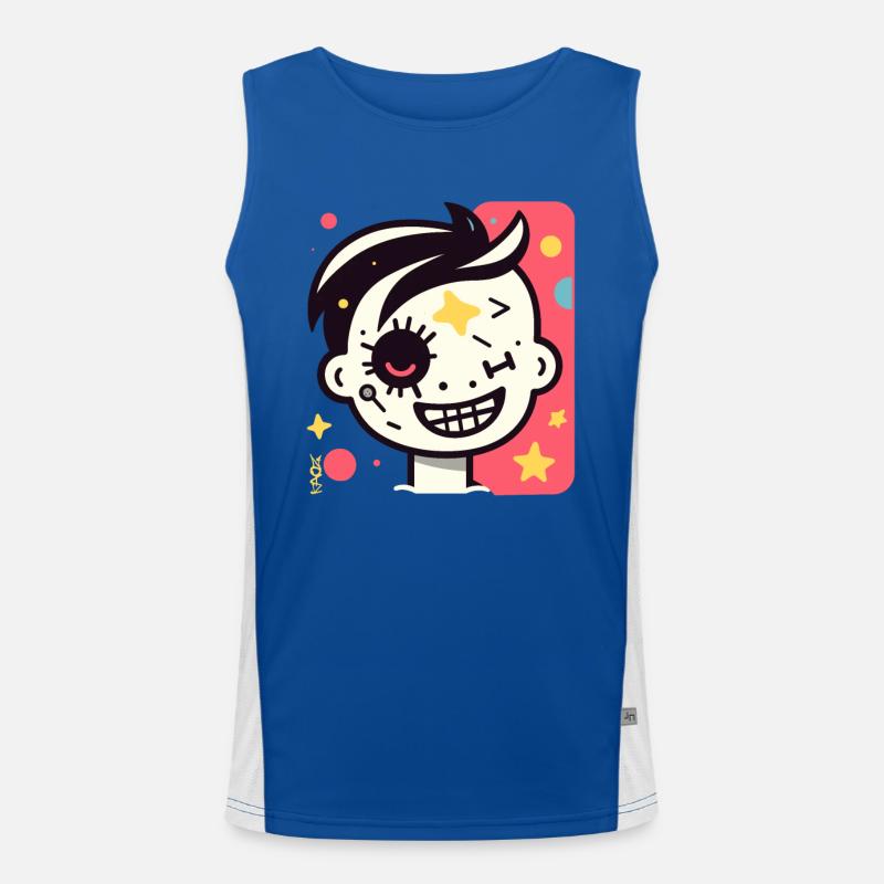 Abstract Funny Cool Cartoon Kid Men's Functional Contrast Tank Top 