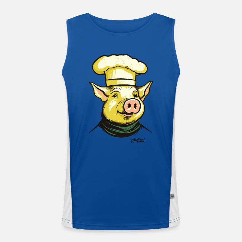 Funny Cool Chef Pig Chef Men's Functional Contrast Tank Top 