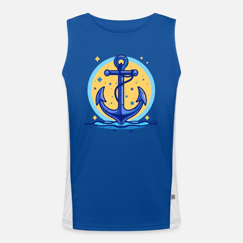 Blauer Schiffsanker, Symbol Schiff Anker Funktionelles Kontrast-Tank Top für Männer 