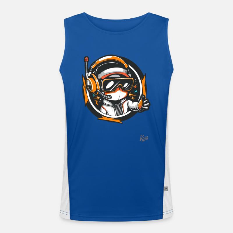 Space-Scifi-Typ mit Headset und Funkgerät Funktionelles Kontrast-Tank Top für Männer 