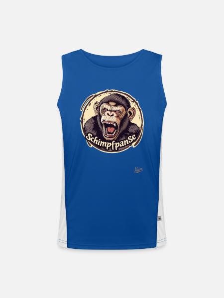 Skældende rumin: Den skældende abekhimpanse - Funktionel kontrast tanktop til herrer  - kongeblå/hvid