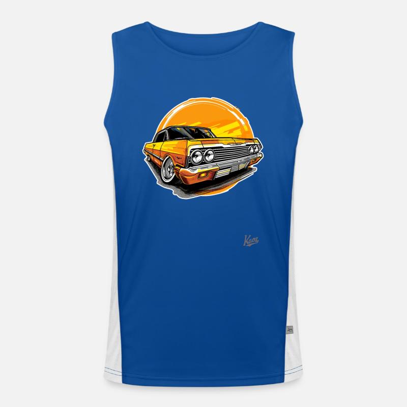 Classic Golden Oldtimer: Lowrider Style - Men's Functional Contrast Tank Top - royal/white