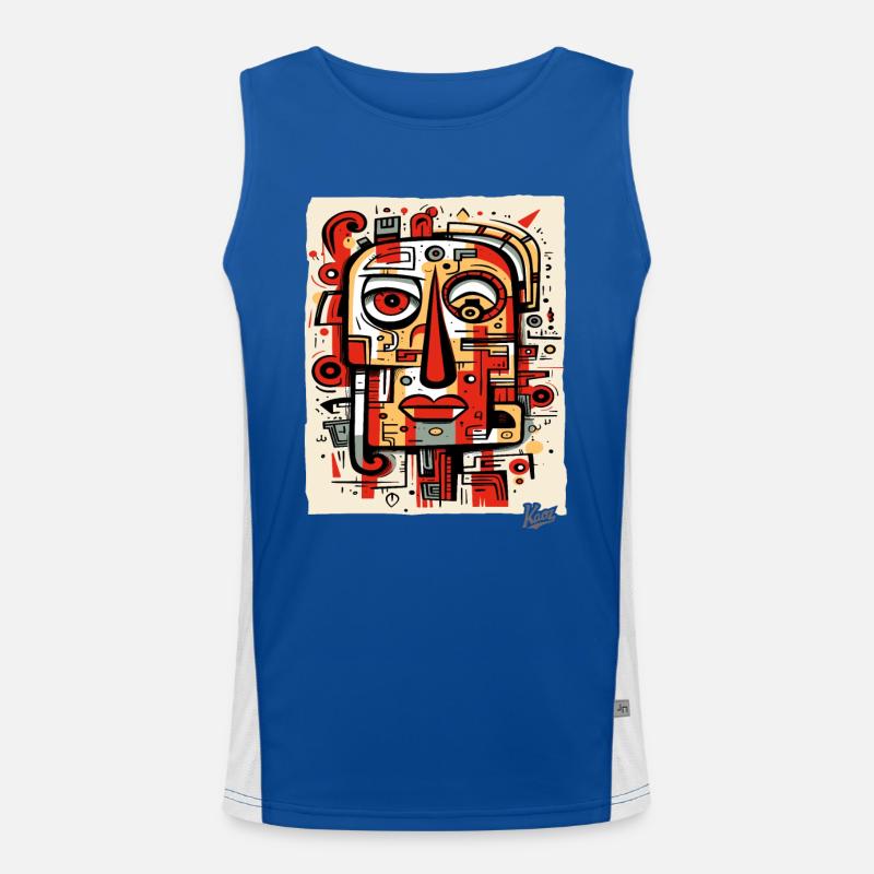 Abstract Art: Modern Cubism Face Portrait Men's Functional Contrast Tank Top 