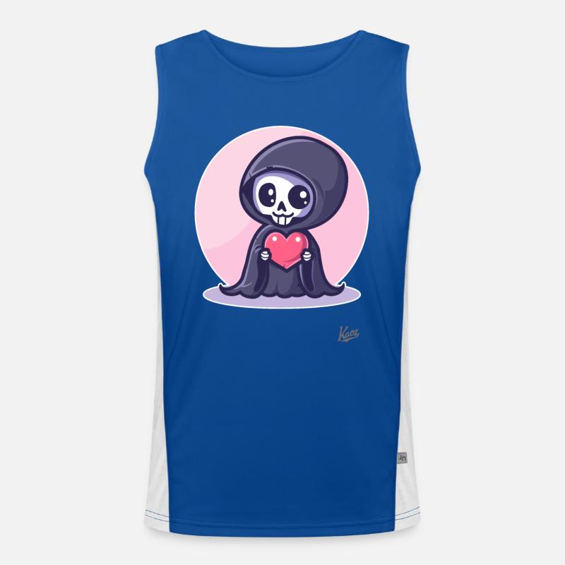 Kawaii mignon heureux Grim Reaper avec du cœur et de l’amour Débardeur respirant contrasté Homme 