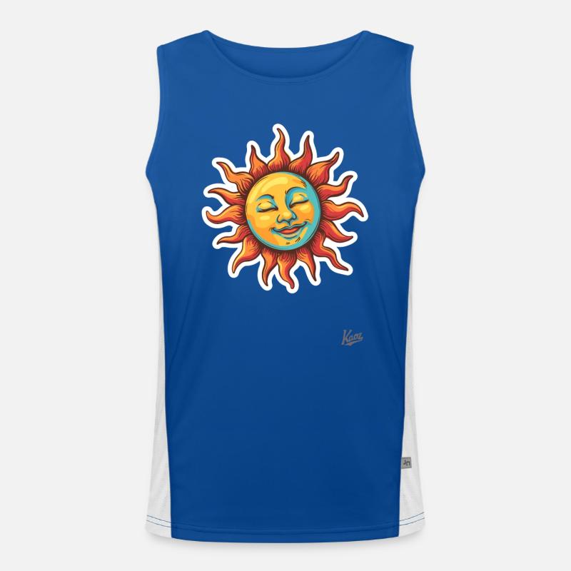 Fröhliche, entspannte Retro-Sonne Funktionelles Kontrast-Tank Top für Männer 