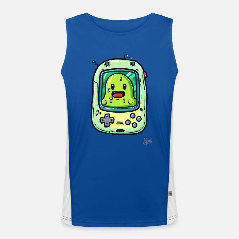 Gaming console and green blob player Men's Functional Contrast Tank Top 