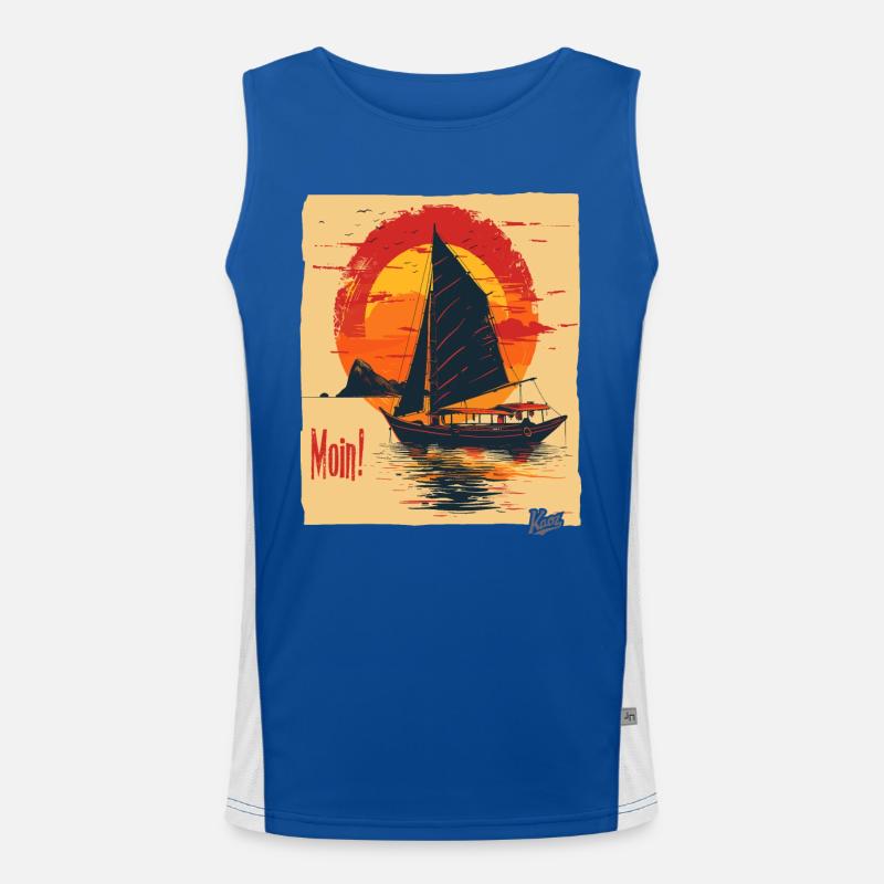 Soleil doré sur un navire – PLUS LUNAIRE ! Débardeur respirant contrasté Homme 