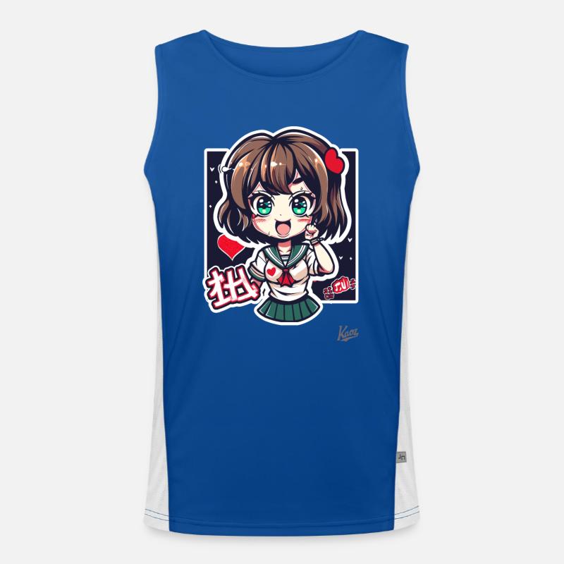 Une écolière chibi avec des cœurs et beaucoup d’amour Débardeur respirant contrasté Homme 