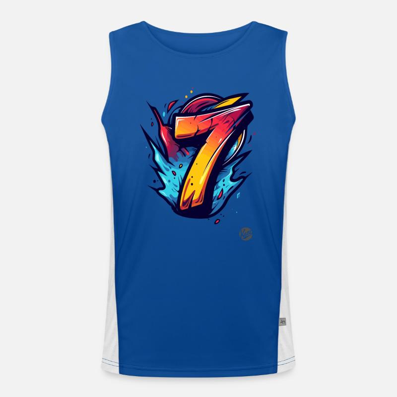 Knalliges "7" Design mit explosiven Farben Funktionelles Kontrast-Tank Top für Männer 