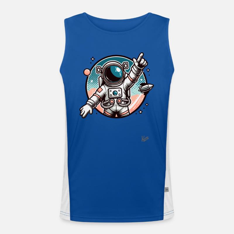 Astronaut points to the galaxy - Men's Functional Contrast Tank Top  - royal/white