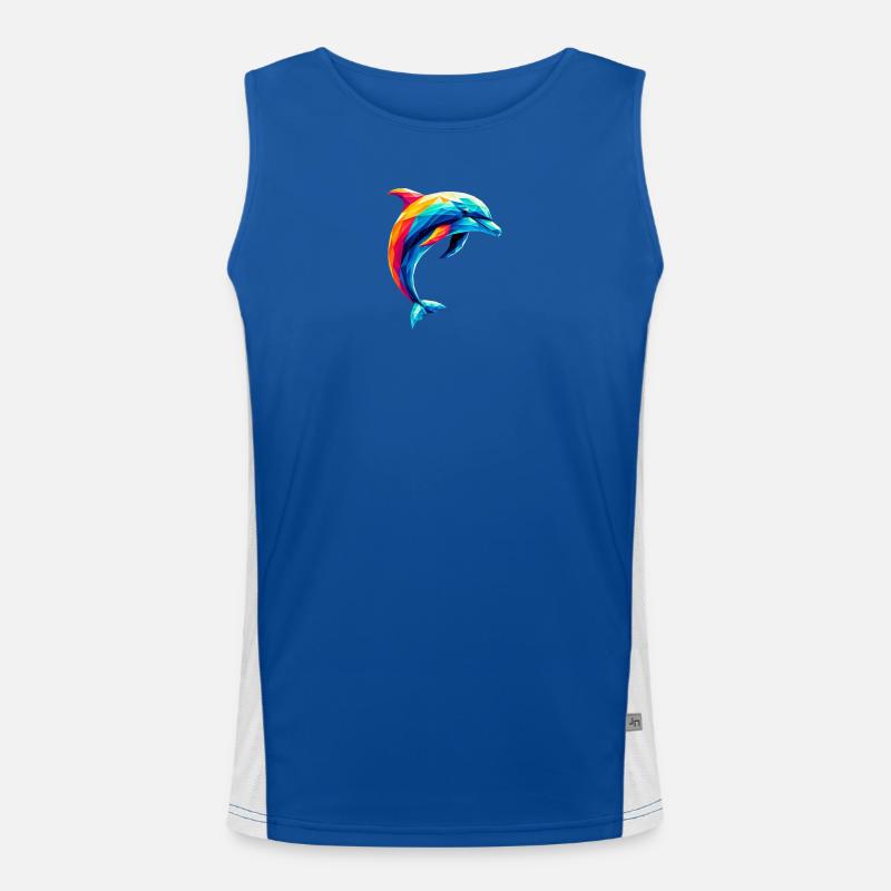 A colorful dolphin in polygon style Men's Functional Contrast Tank Top 