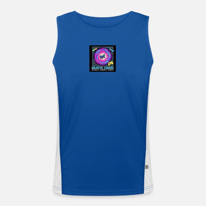 Galactic Coders Neon Pixel - Men's Functional Contrast Tank Top  - royal/white
