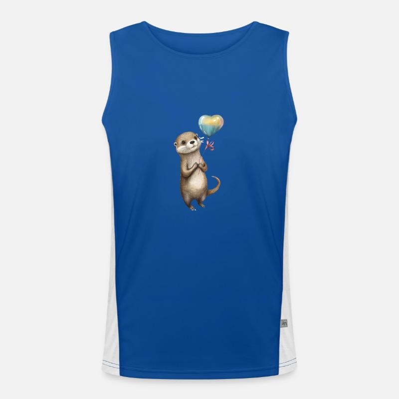 Otter Herz Aquarell Funktionelles Kontrast-Tank Top für Männer 