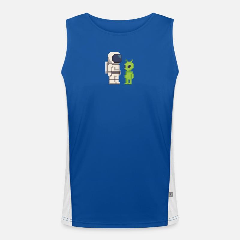 Pixel Astronaut meets Alien Men's Functional Contrast Tank Top 