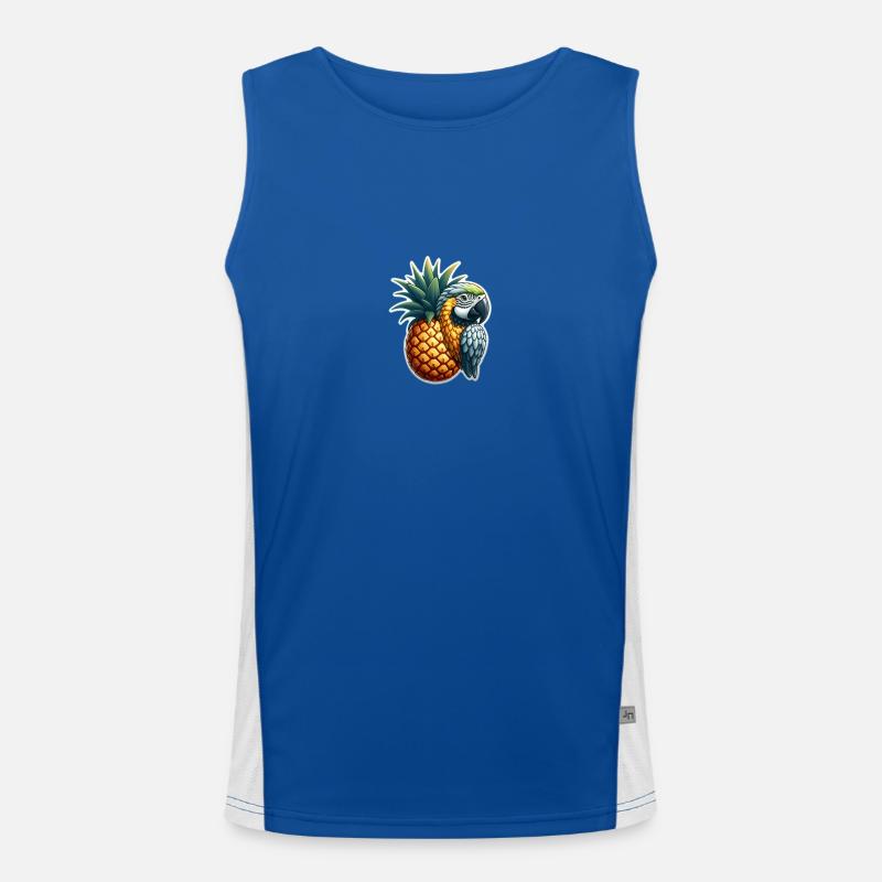 Parrot on a pineapple - Men's Functional Contrast Tank Top - royal/white