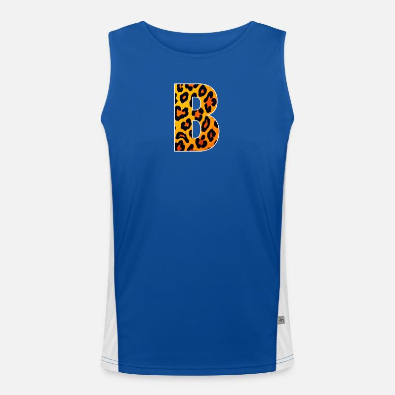 LeopardB Monogram in Leopard Look - Men's Functional Contrast Tank Top - royal/white
