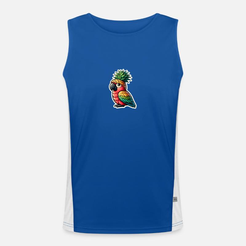 Little cute parrot with pineapple hat Men's Functional Contrast Tank Top 
