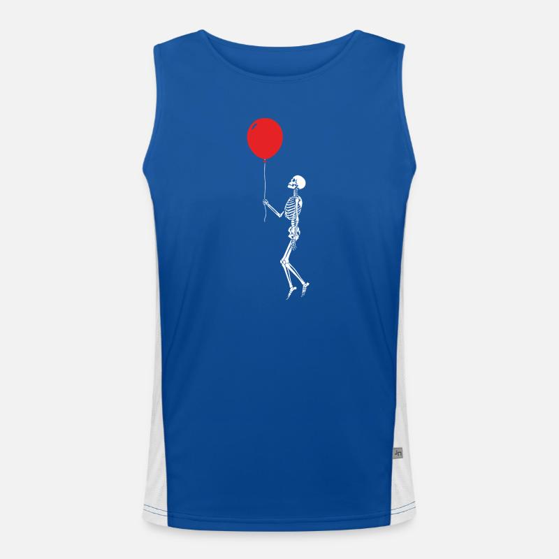 Skeleton with Red Balloon - Men's Functional Contrast Tank Top  - royal/white
