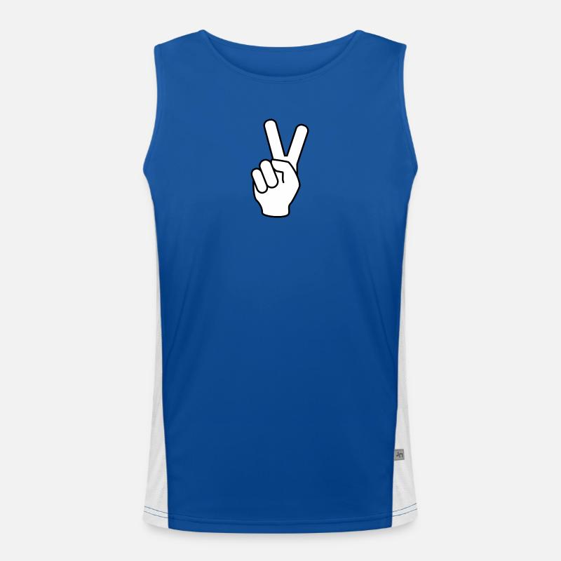 Hand des Friedens V Zeichen zwei Finger hoch Funktionelles Kontrast-Tank Top für Männer 