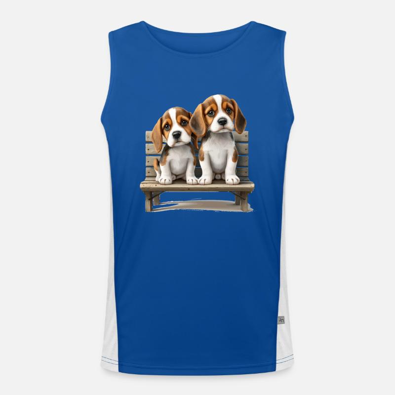 2 Beagles auf Bank Geschenk Funktionelles Kontrast-Tank Top für Männer 