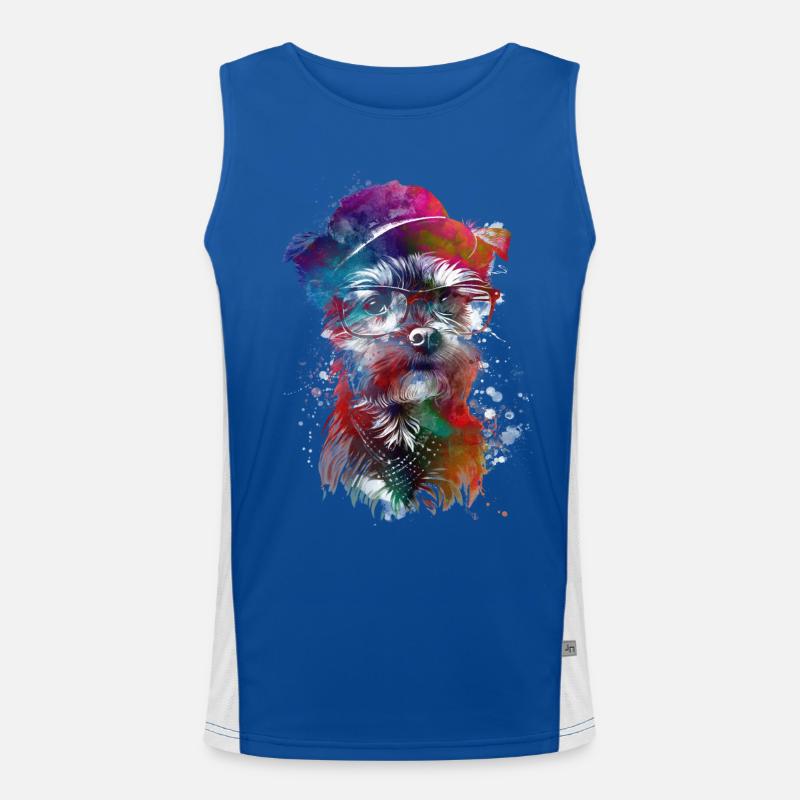 Dog hipster graphic art #dog Men's Functional Contrast Tank Top 