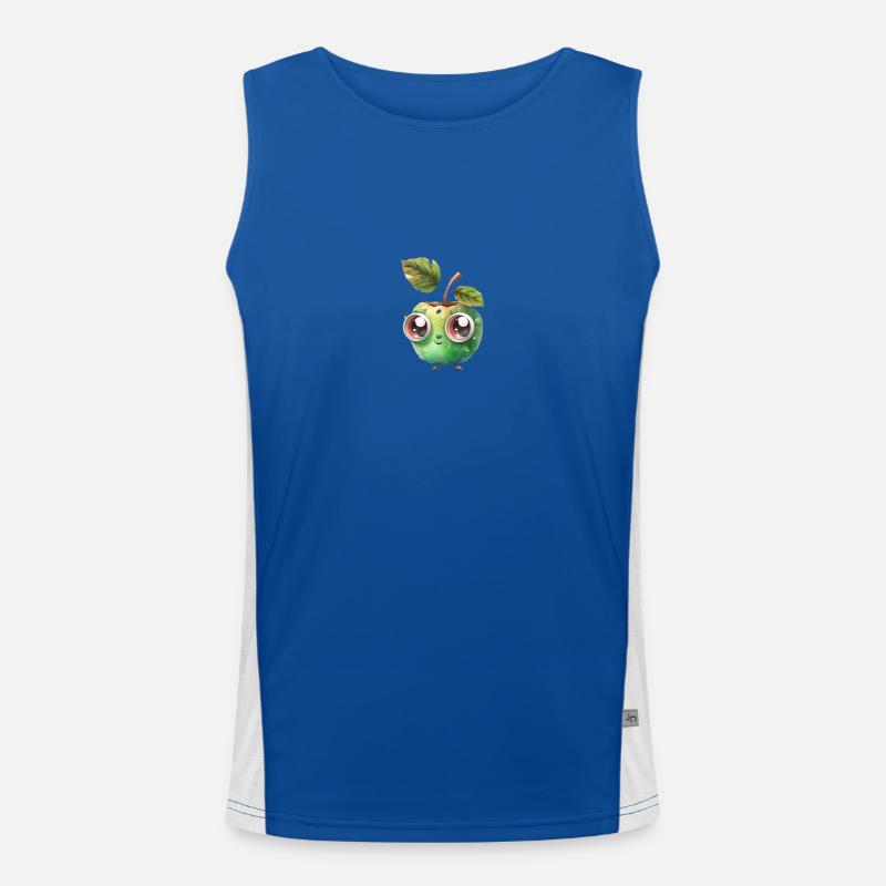 Cute apple character with googly eyes Men's Functional Contrast Tank Top 