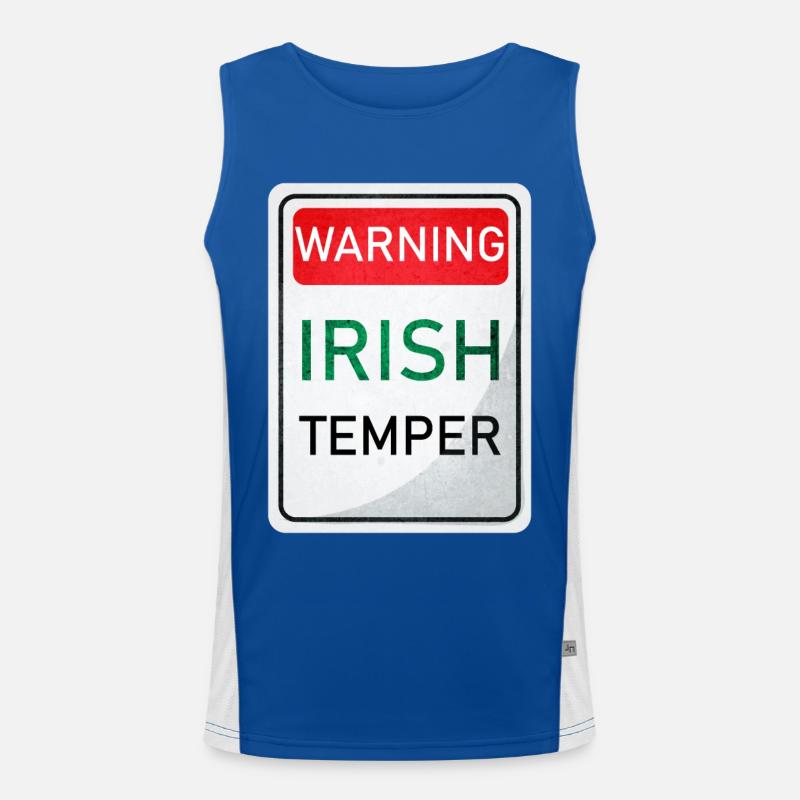 WARNING IRISH TEMPER - Men's Functional Contrast Tank Top  - royal/white
