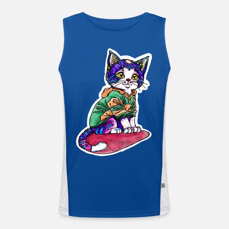 Chat en pull vert Débardeur respirant contrasté Homme 