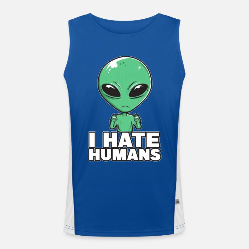 Alien I Hate Humans Funktionelles Kontrast-Tank Top für Männer 