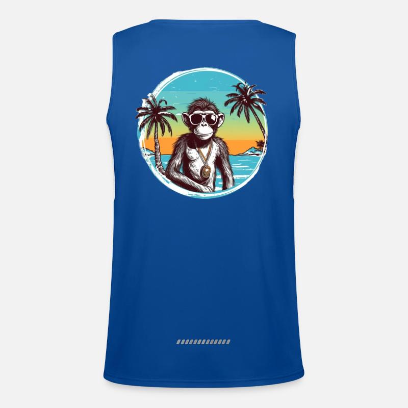 Cool Monkey*Summer Beach Design - Men's Functional Contrast Tank Top - royal/white