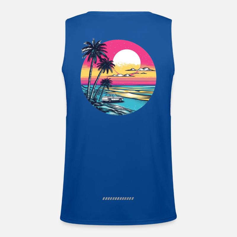 Retro sunset on the beach - Men's Functional Contrast Tank Top - royal/white