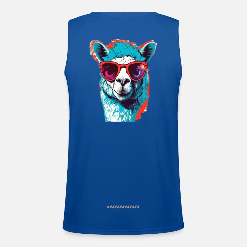 Funny Llama with sunglasses Men's Functional Contrast Tank Top 