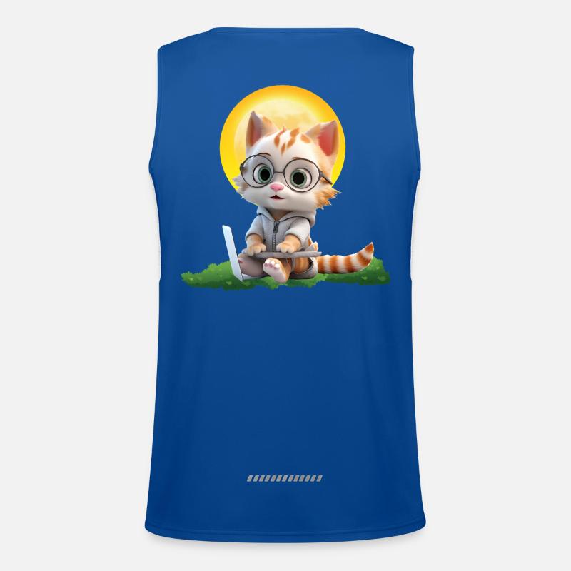 Smart Cat Sun Coder : Impression d’art pour ordinateur portable chaton Débardeur respirant contrasté Homme 