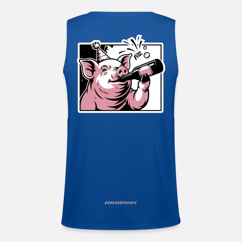 Cochon avec bouteille de fête et de célébration Débardeur respirant contrasté Homme 