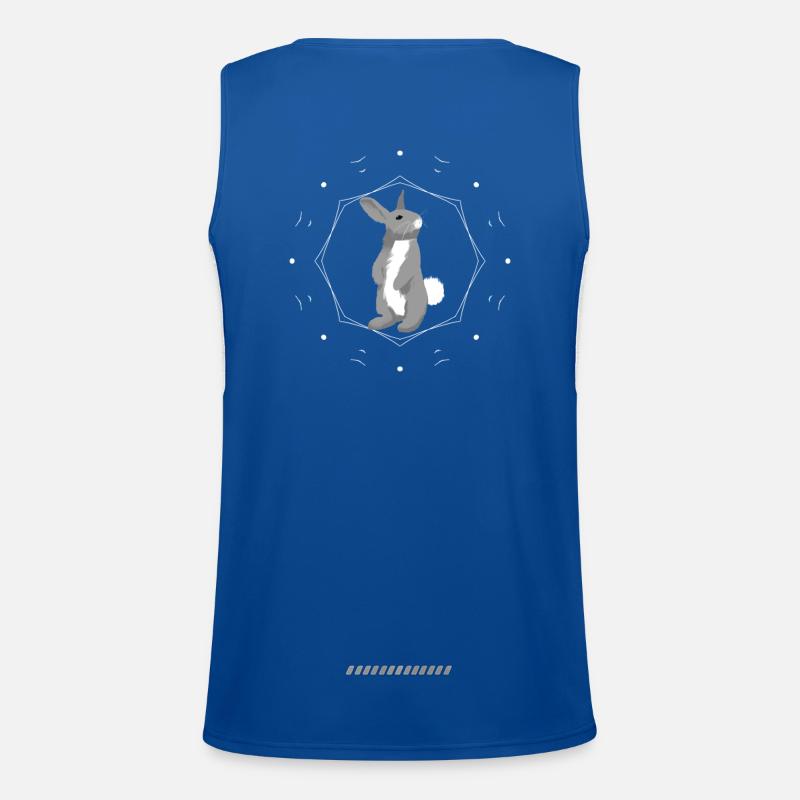 Rabbit in geometry ring Men's Functional Contrast Tank Top 