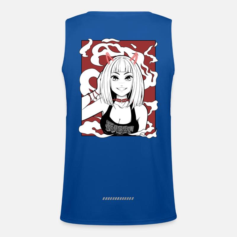 Anime Devil Girl Goth Design Men's Functional Contrast Tank Top 