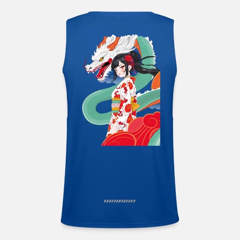 Geisha style anime avec dragon Débardeur respirant contrasté Homme 