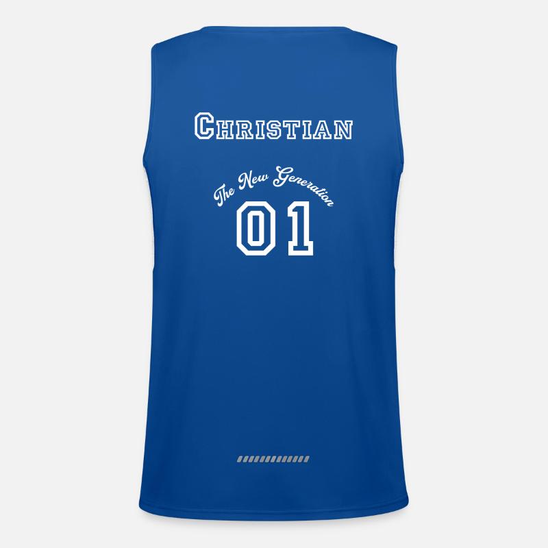 First name Christian - white - Men's Functional Contrast Tank Top - royal/white