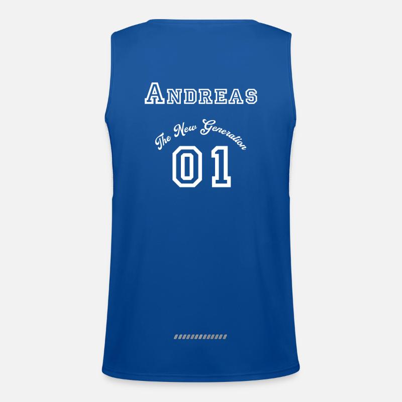 First name Andreas, white - Men's Functional Contrast Tank Top  - royal/white