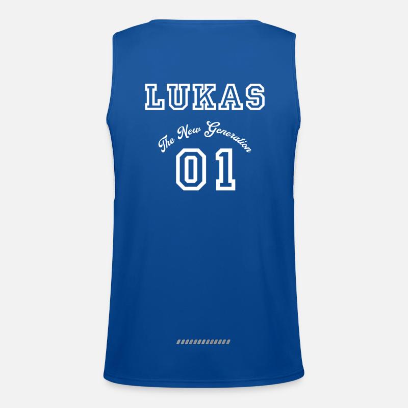 First name Lukas - white - Men's Functional Contrast Tank Top  - royal/white