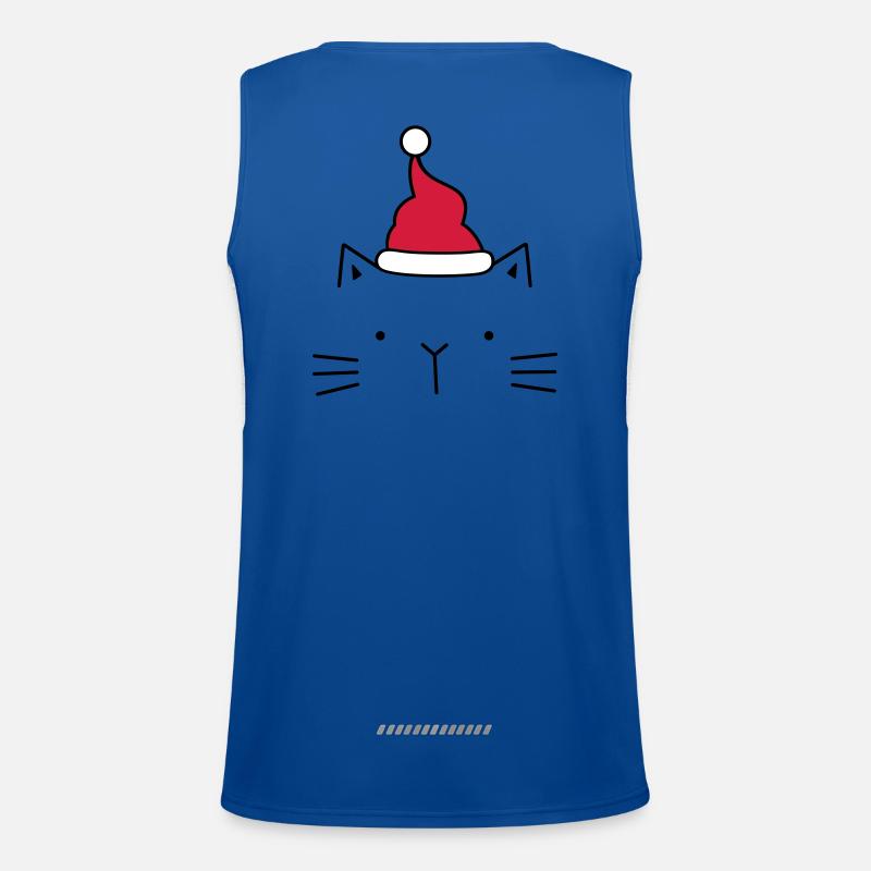 Katze Nikolaus Weihnachtsmann Mütze Weihnachten Funktionelles Kontrast-Tank Top für Männer 
