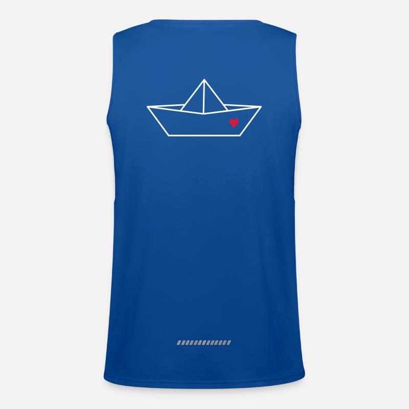 Segelboot Boot Papier Schiff Herz Liebe Geschenk Funktionelles Kontrast-Tank Top für Männer 