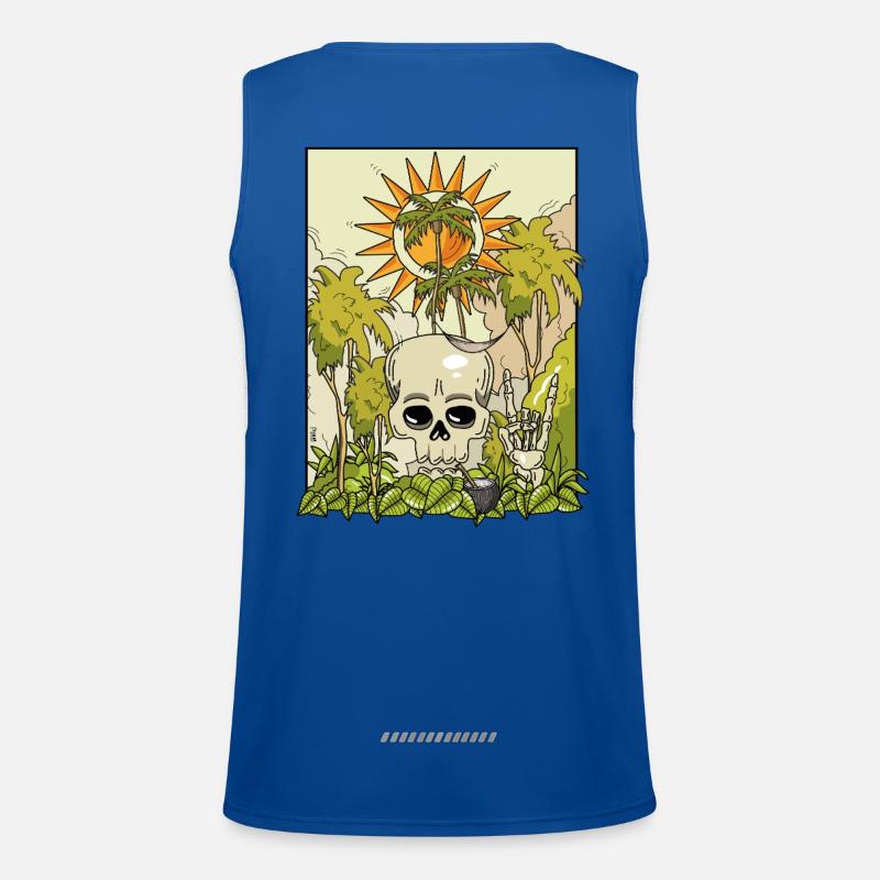 Volcanic skull with sun wreath Men's Functional Contrast Tank Top 