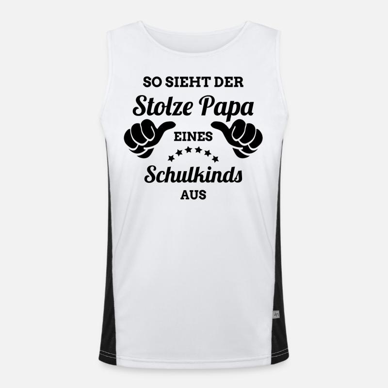 Stolzer Papa eines Schulkinds | Eltern 1. Schultag Funktionelles Kontrast-Tank Top für Männer 