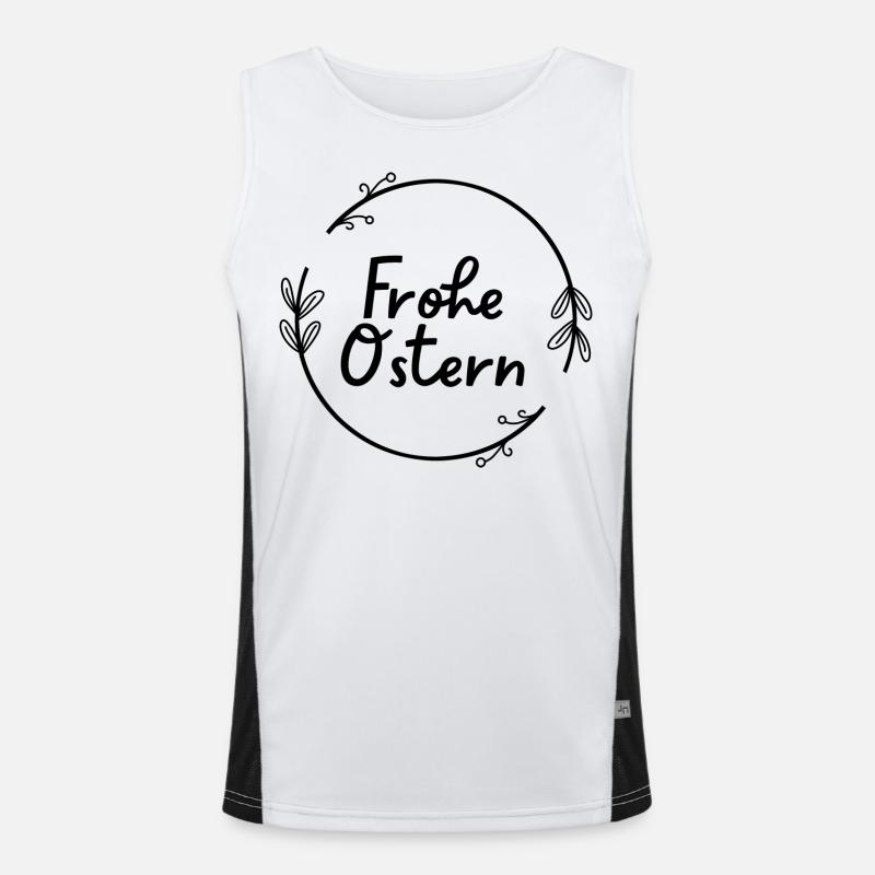 Frohe Ostern im botanischen Kranz, Osterdesign Funktionelles Kontrast-Tank Top für Männer 