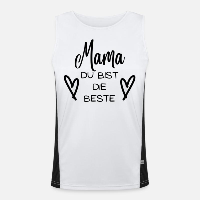 Mama du bist die Beste. Mamaspruch mit Herzchen. Funktionelles Kontrast-Tank Top für Männer 
