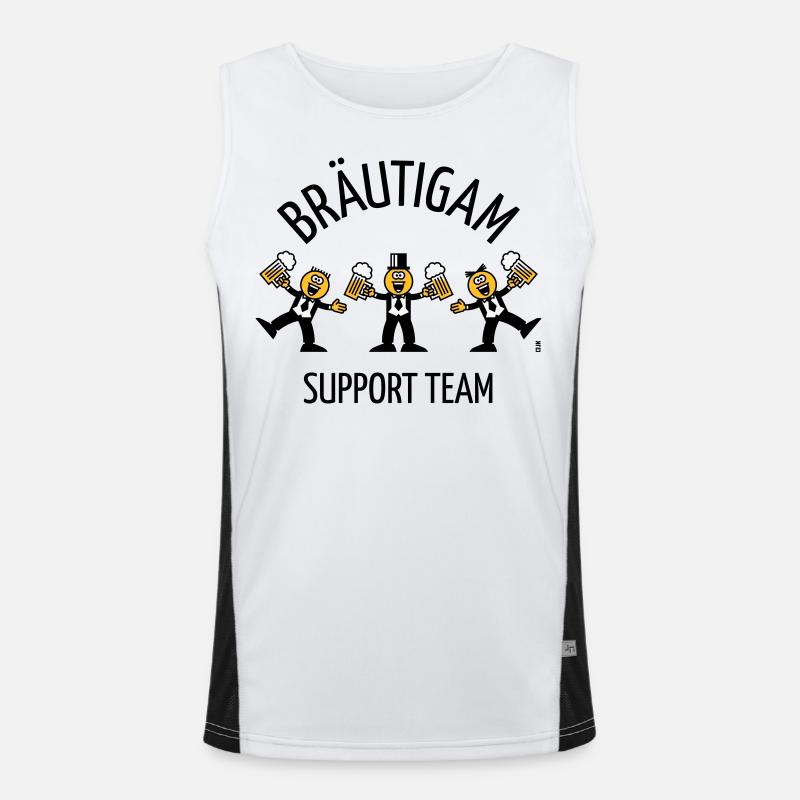 Bräutigam Support Team (JGA, Karikatur, Tanz, B) Funktionelles Kontrast-Tank Top für Männer 