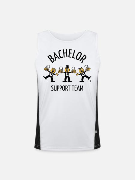 Bachelor Support Team (Karikatur / Tanz / B) - Funktionelles Kontrast-Tank Top für Männer  - Weiß/Schwarz - Vorne