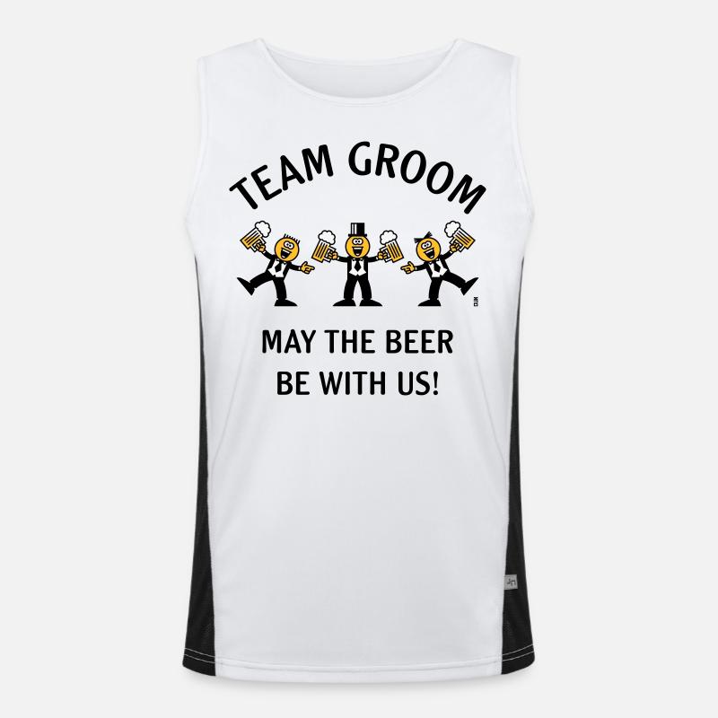 Team Groom (Karikatur / Bier mit uns / 3C / B) Funktionelles Kontrast-Tank Top für Männer 