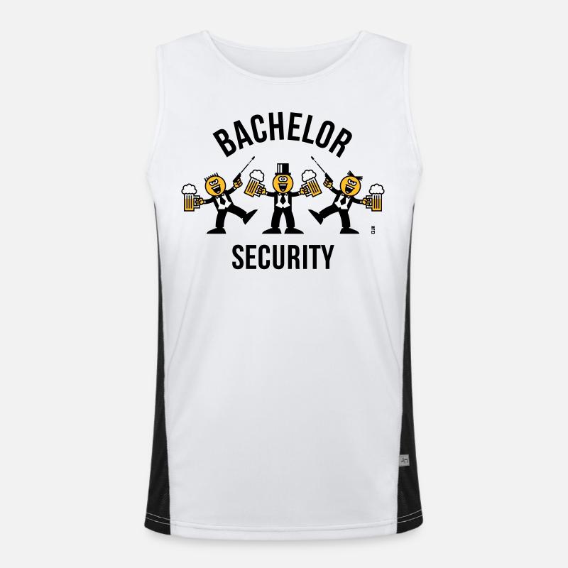 Bachelor Security (JGA / Karikatur / Tanz / 3C B) Funktionelles Kontrast-Tank Top für Männer 